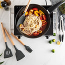 Kit Utensílios de Cozinha Silicone e Cabo de Madeira - 12 Peças